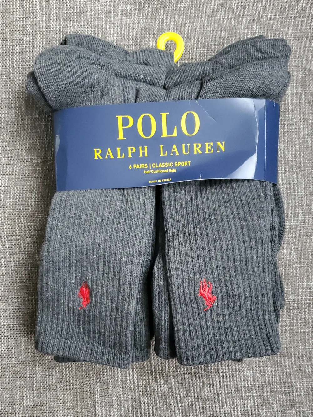Polo Ralph Lauren 6 Pack Gray Socks Size 10-12